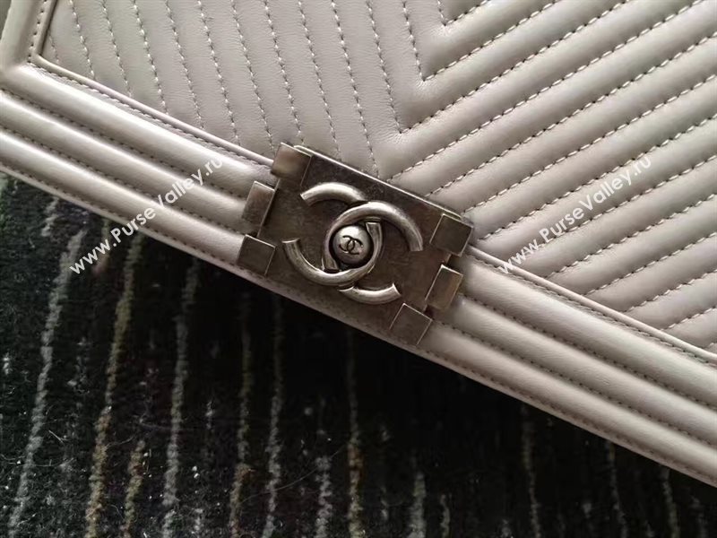 Chanel A67086 lambskin new V medium le gray boy bag 6240