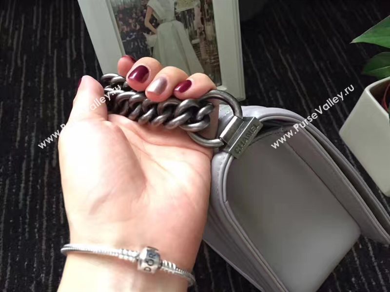 Chanel A67086 lambskin new V medium le gray boy bag 6240