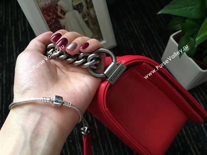 Chanel A67086 lambskin new V medium le red boy bag 6241