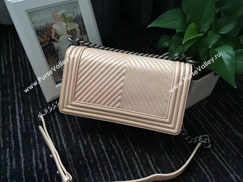 Chanel A67086 lambskin new V medium le apricot boy bag 6242