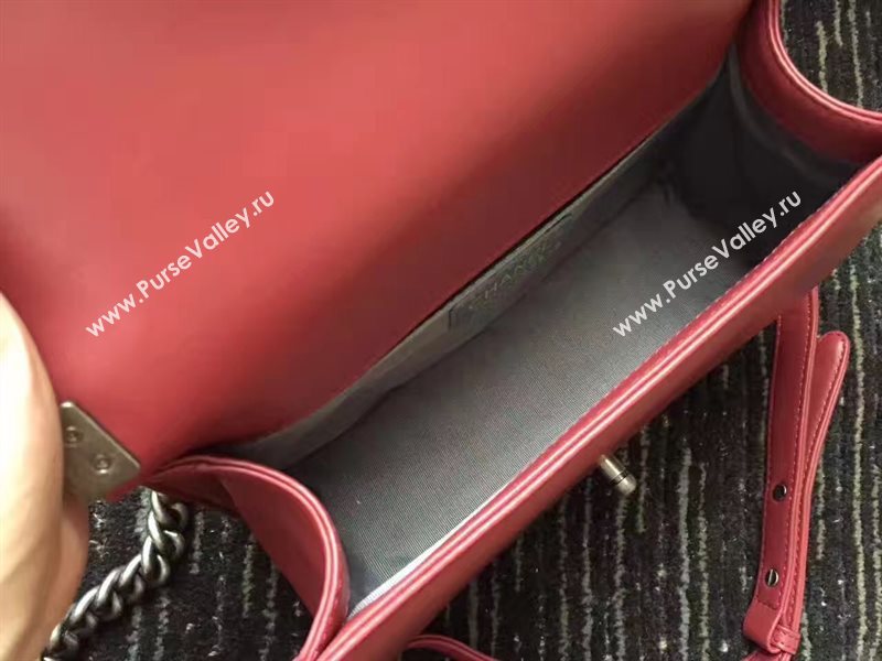 Chanel A67086 lambskin new V medium le wine boy bag 6243