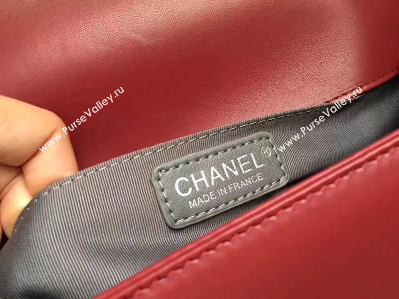 Chanel A67086 lambskin new V medium le wine boy bag 6243