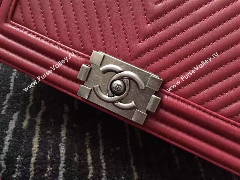 Chanel A67086 lambskin new V medium le wine boy bag 6243