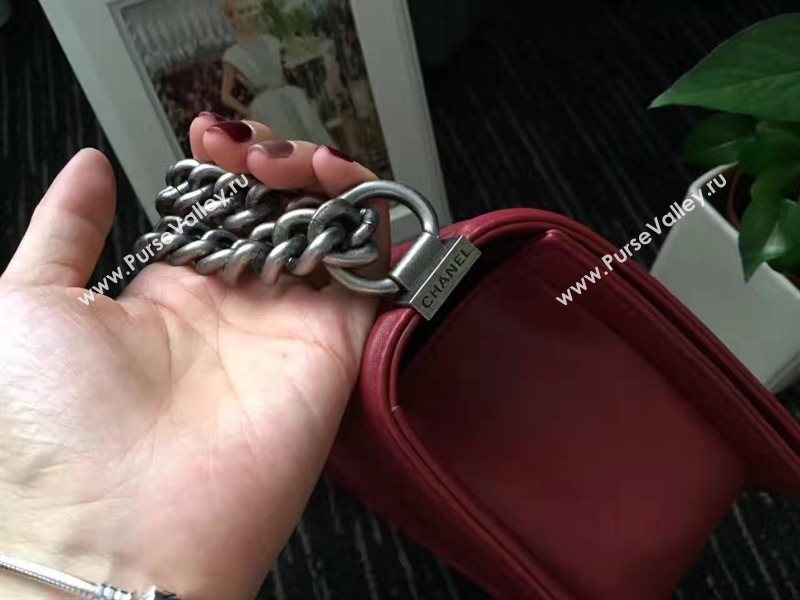 Chanel A67086 lambskin new V medium le wine boy bag 6243