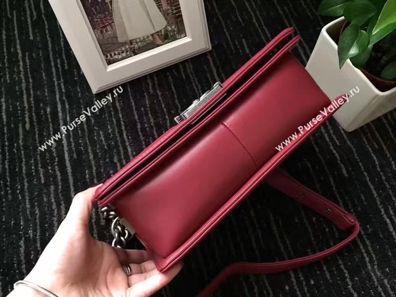 Chanel A67086 lambskin new V medium le wine boy bag 6243