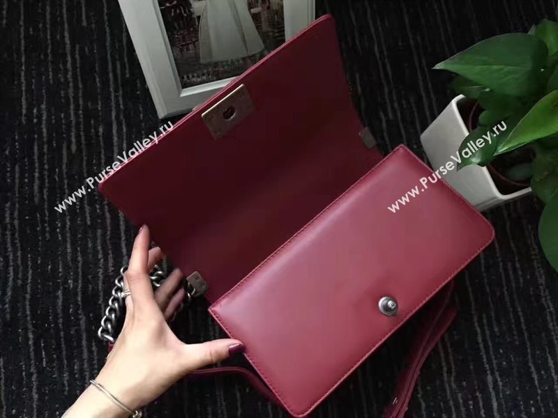 Chanel A67086 lambskin new V medium le wine boy bag 6243