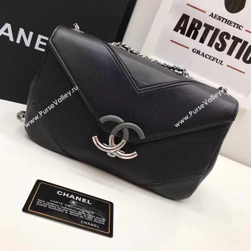 Chanel lambskin new flap black handbag shoulder bag 6244