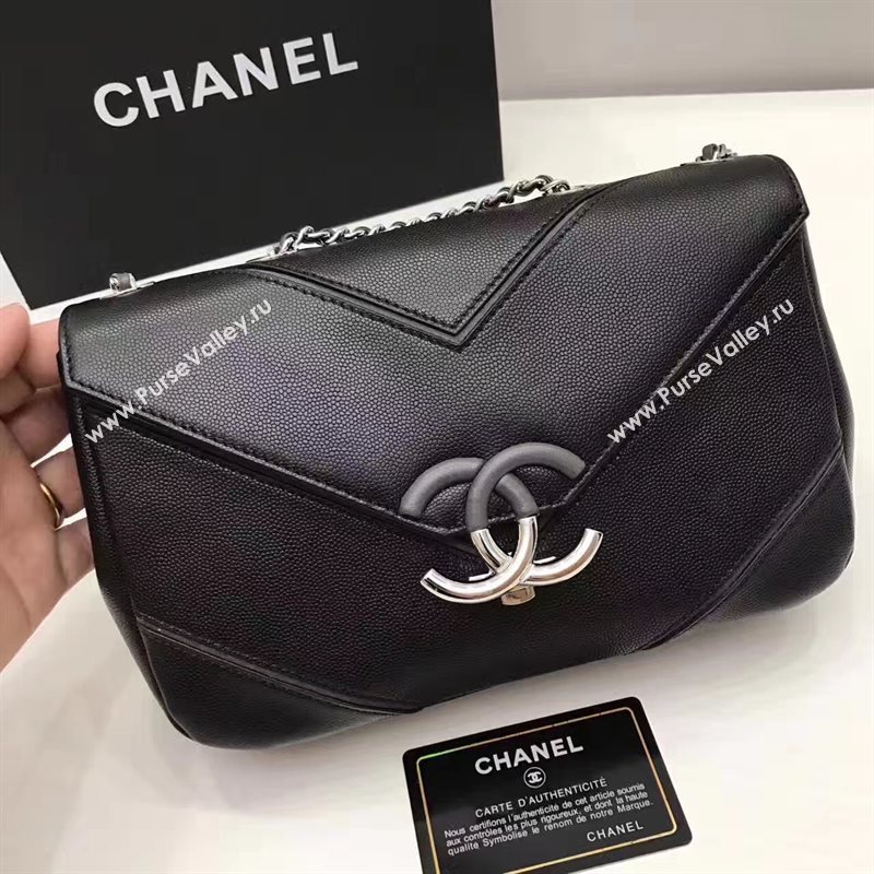 Chanel lambskin new flap black handbag shoulder bag 6244