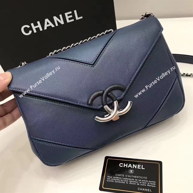 Chanel lambskin new flap blue handbag shoulder bag 6245