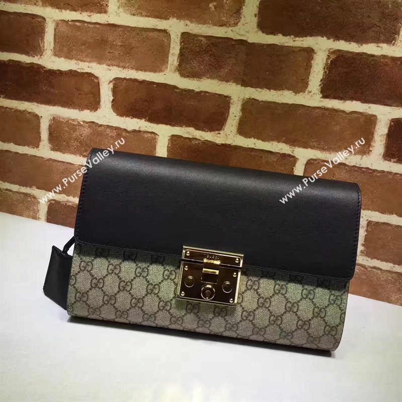 Gucci GG padlock clutch flap black bag 6264
