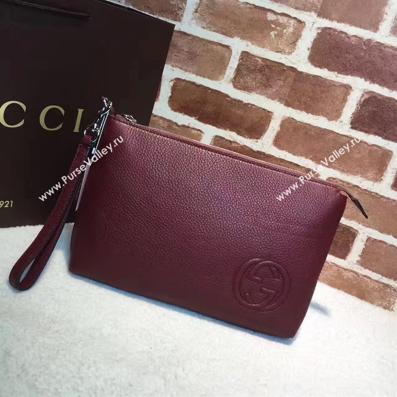Gucci large GG soho clutch wine zipper bag 6265
