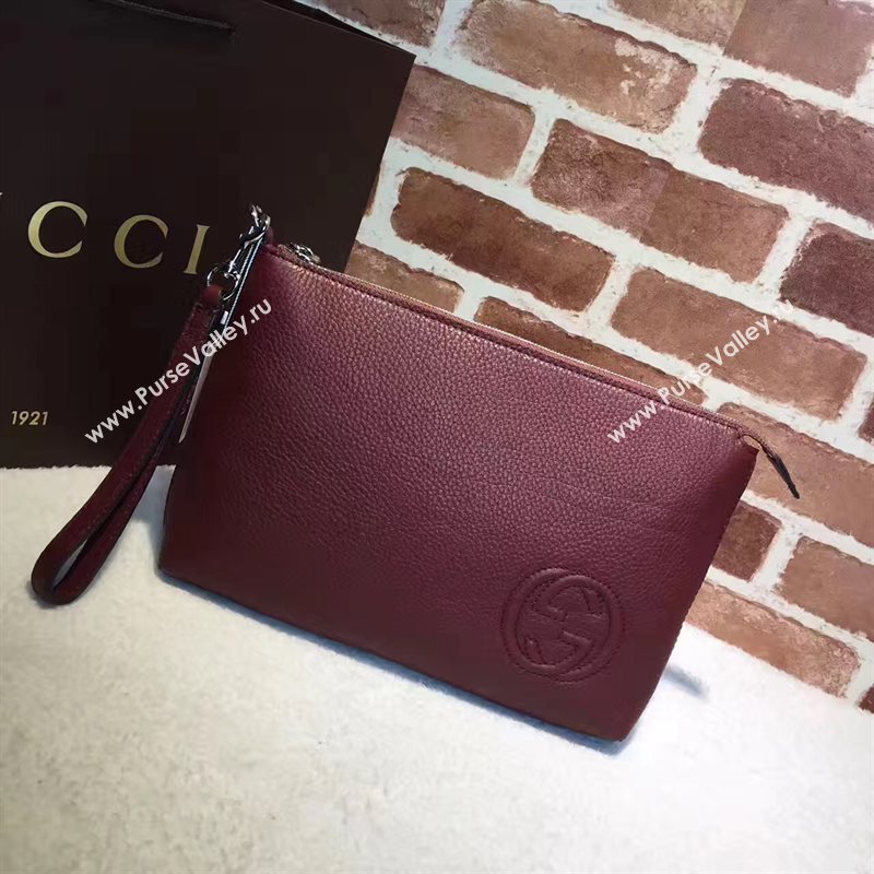 Gucci large GG soho clutch wine zipper bag 6265