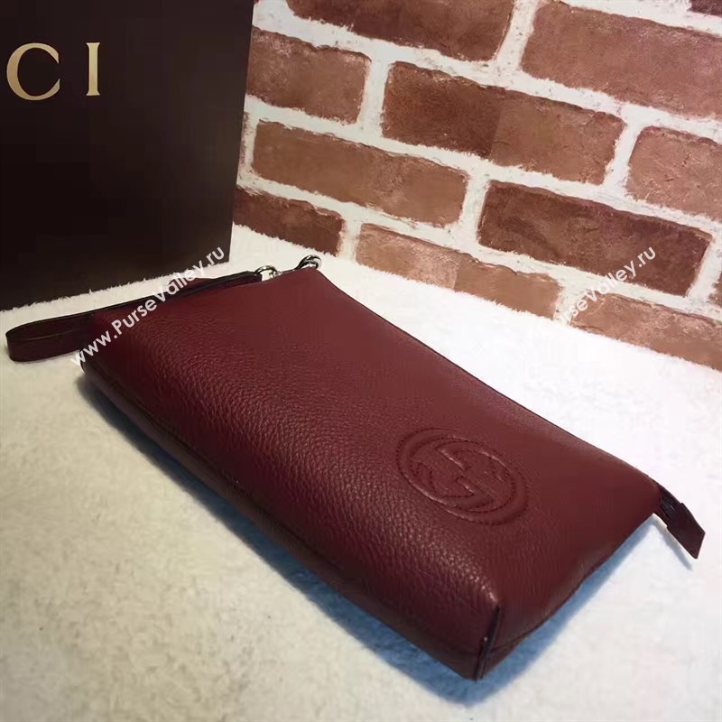 Gucci large GG soho clutch wine zipper bag 6265