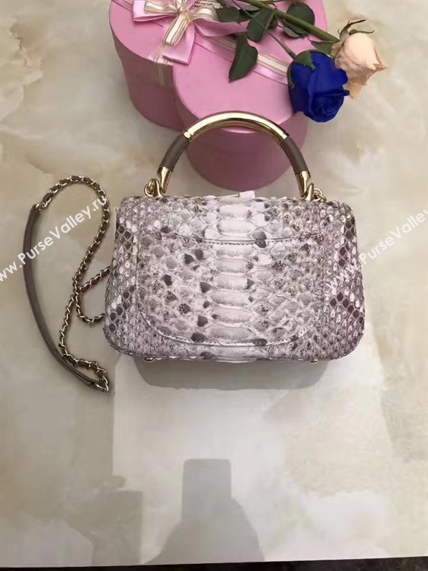 Chanel python small shoulder makeup handbag gray bag 6201