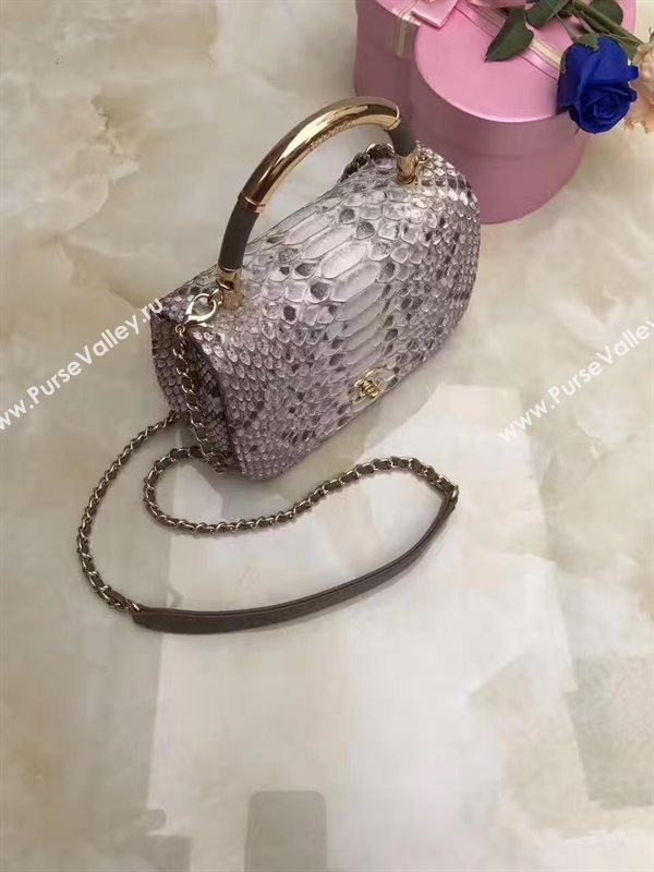 Chanel python small shoulder makeup handbag gray bag 6201