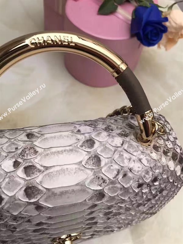 Chanel python small shoulder makeup handbag gray bag 6201