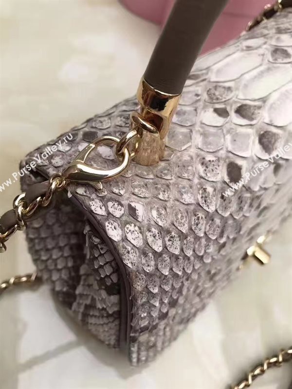Chanel python small shoulder makeup handbag gray bag 6201