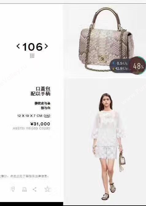 Chanel python small shoulder makeup handbag gray bag 6201