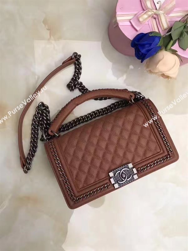 Chanel A67086 caviar lambskin chain le coffee boy bag 6204