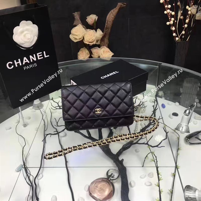 Chanel A33814 small caviar lambskin black woc bag 6205