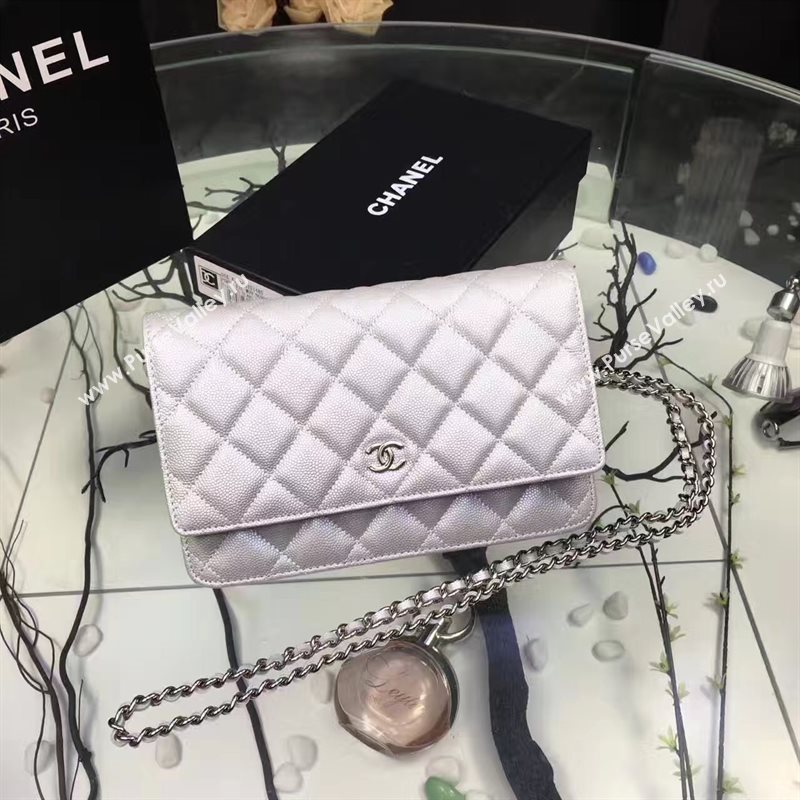 Chanel A33814 small caviar lambskin silver woc bag 6210