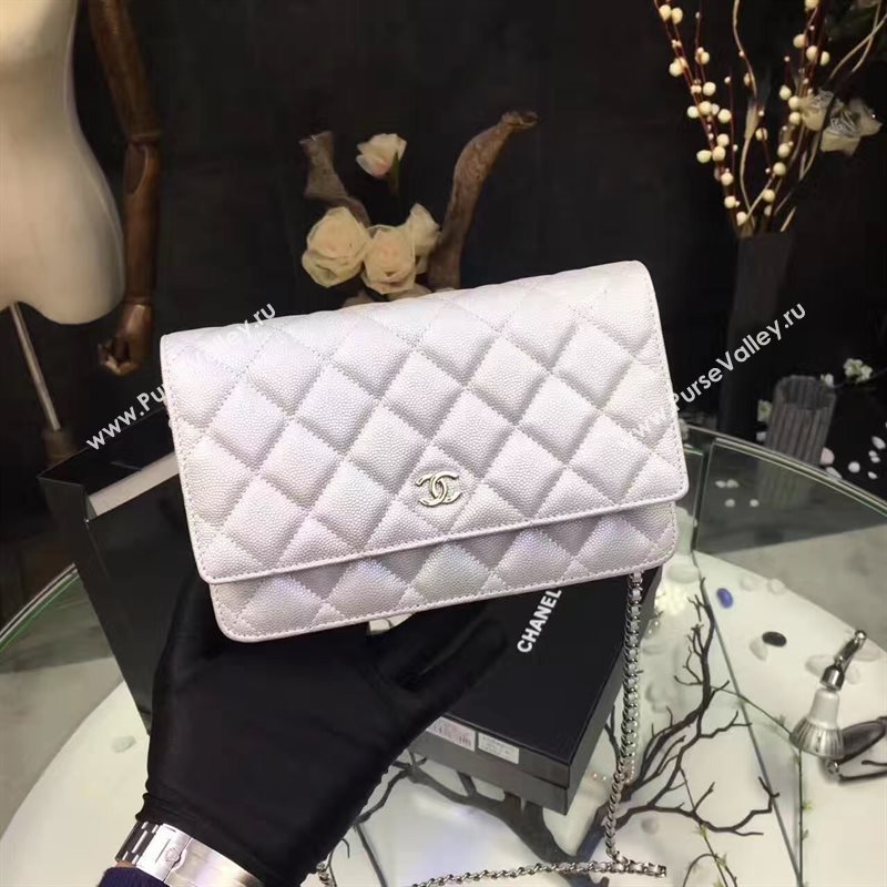 Chanel A33814 small caviar lambskin silver woc bag 6210
