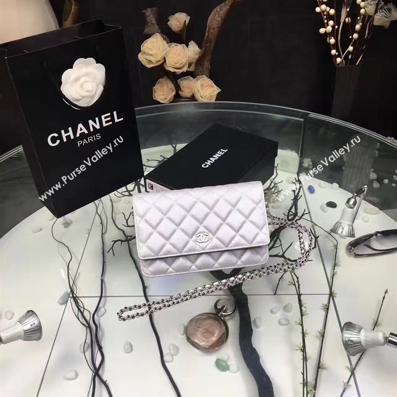 Chanel A33814 small caviar lambskin silver woc bag 6210