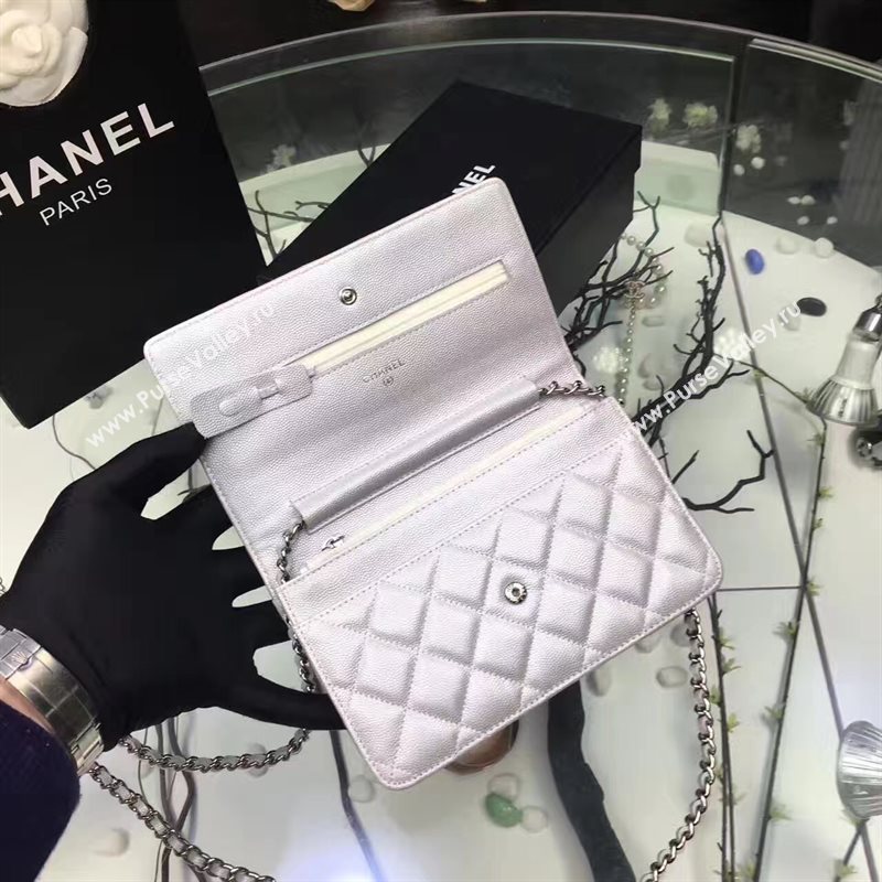 Chanel A33814 small caviar lambskin silver woc bag 6210