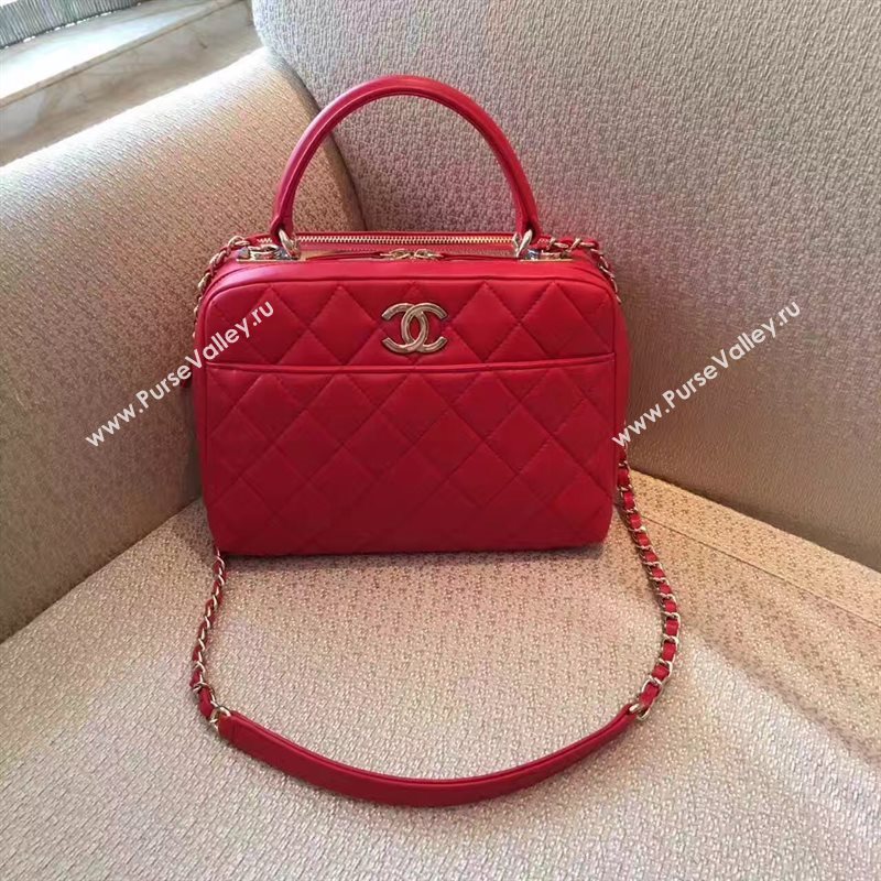 Chanel lambskin tote shoulder handbag red bag 6214