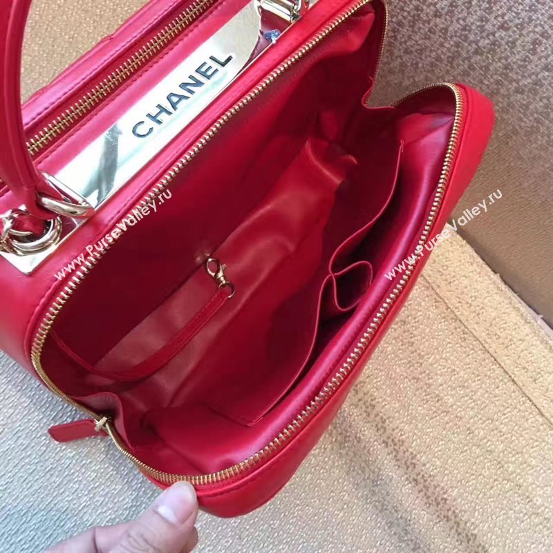 Chanel lambskin tote shoulder handbag red bag 6214