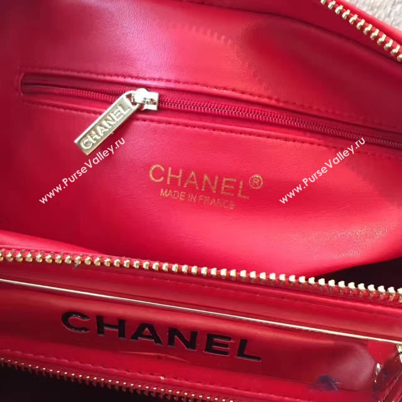 Chanel lambskin tote shoulder handbag red bag 6214