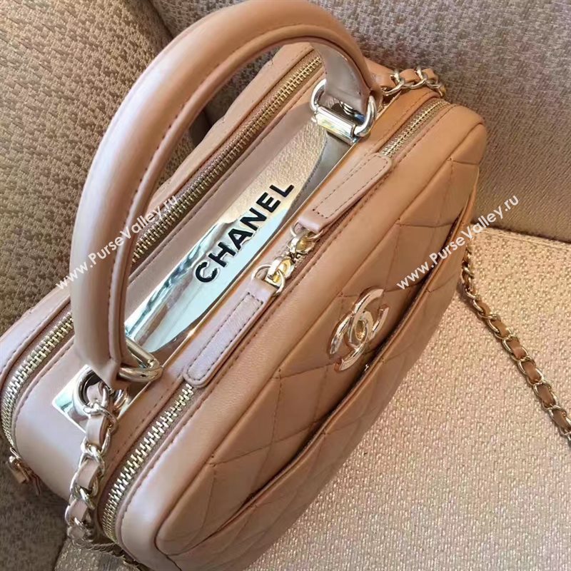 Chanel lambskin tote shoulder handbag apricot bag 6215