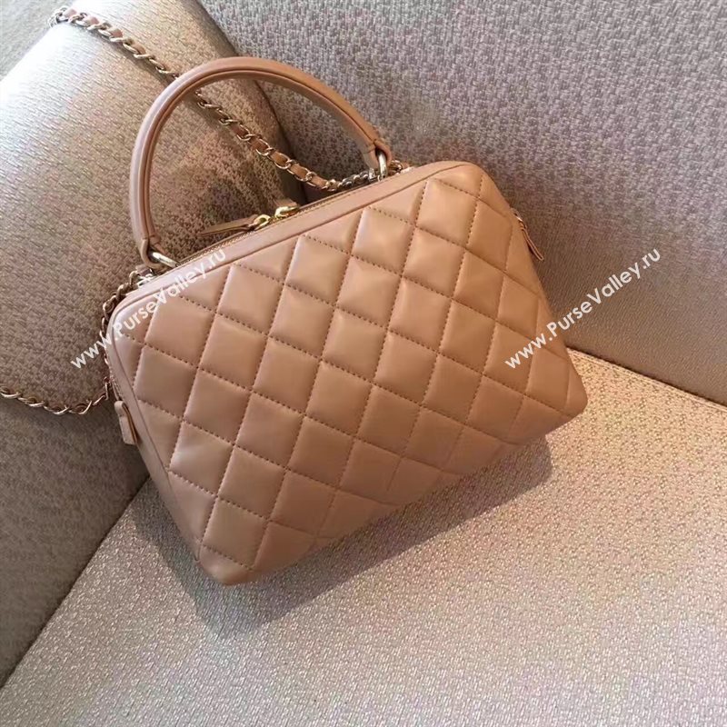 Chanel lambskin tote shoulder handbag apricot bag 6215