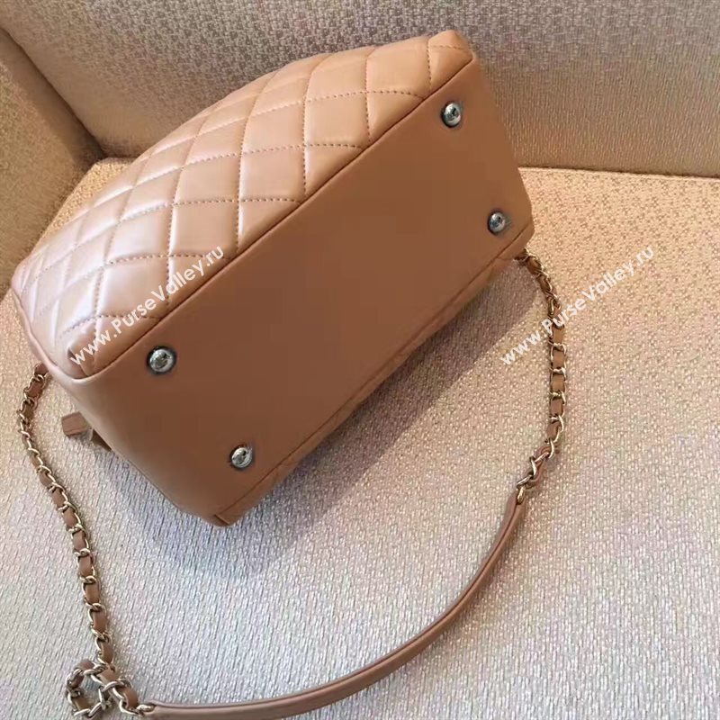 Chanel lambskin tote shoulder handbag apricot bag 6215