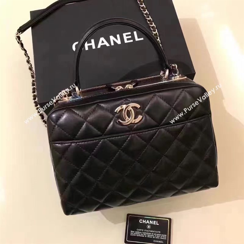 Chanel lambskin tote shoulder handbag black bag 6216
