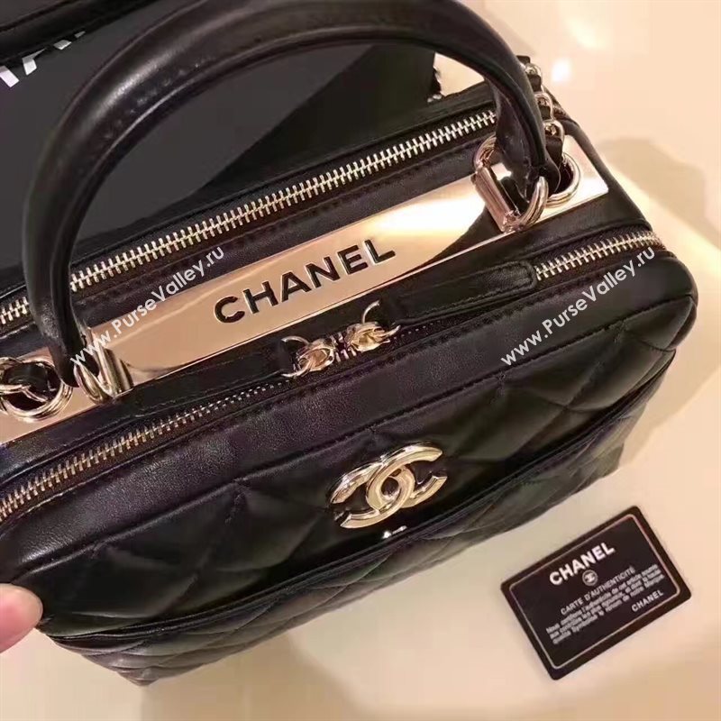 Chanel lambskin tote shoulder handbag black bag 6216