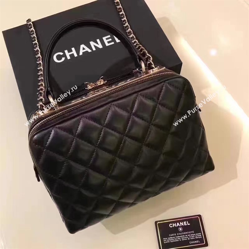 Chanel lambskin tote shoulder handbag black bag 6216