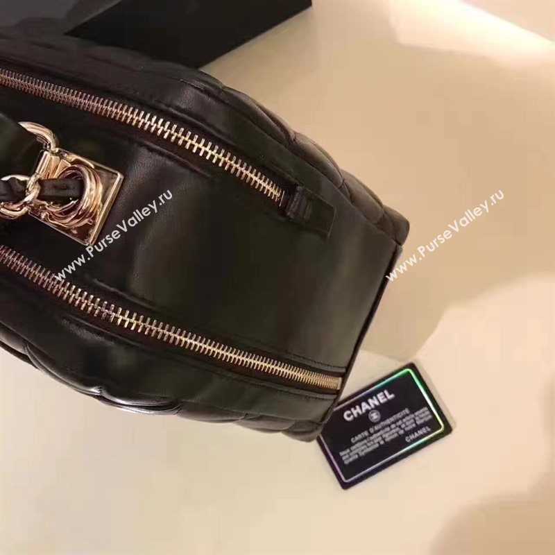 Chanel lambskin tote shoulder handbag black bag 6216