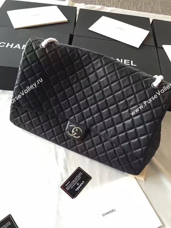 Chanel A91169 calfskin X large travel handbag black bag 6218