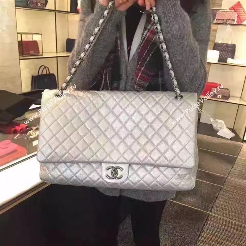 Chanel A91169 calfskin X large travel handbag silver bag 6219