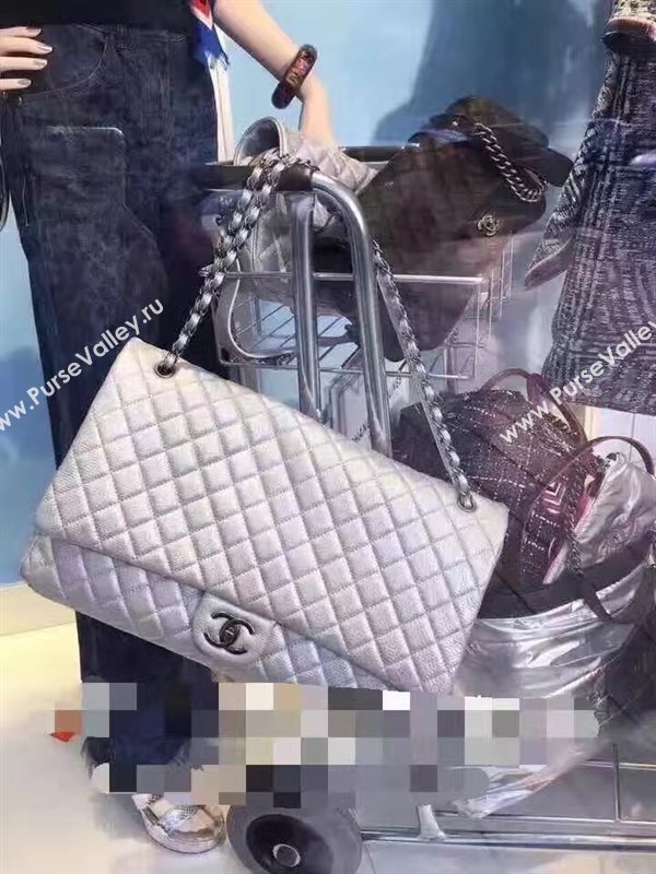 Chanel A91169 calfskin X large travel handbag silver bag 6219