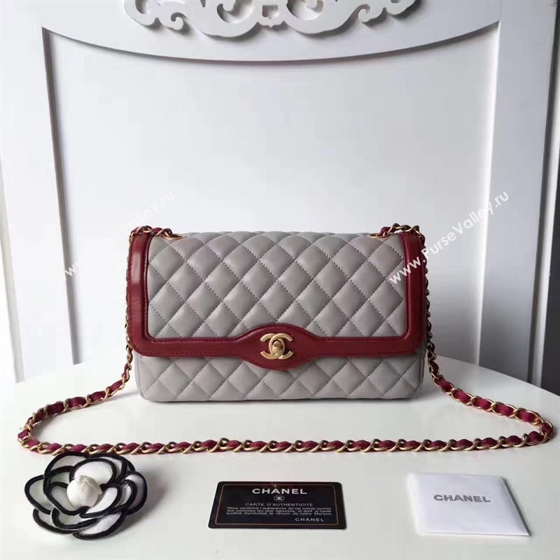 Chanel lambskin tri classic flap gray shoulder bag 6221