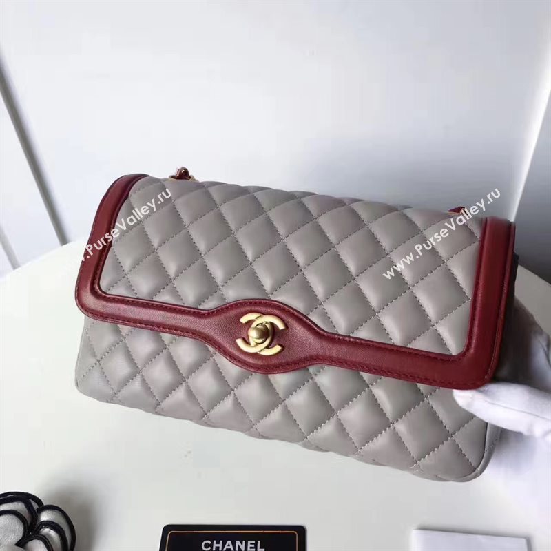 Chanel lambskin tri classic flap gray shoulder bag 6221