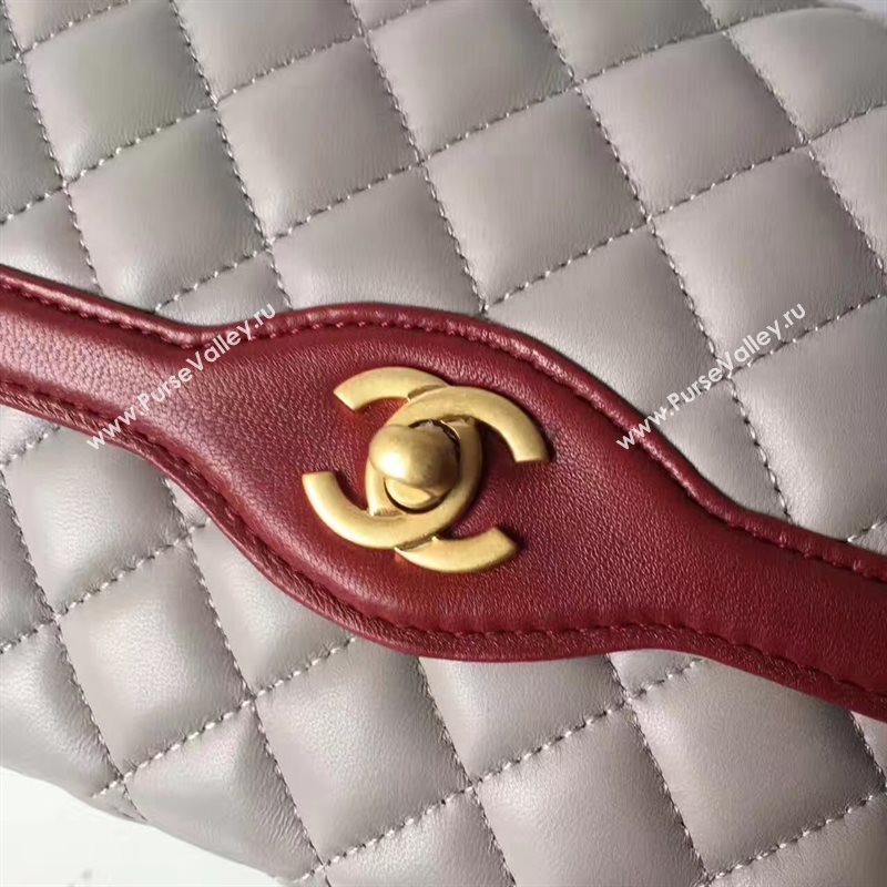 Chanel lambskin tri classic flap gray shoulder bag 6221