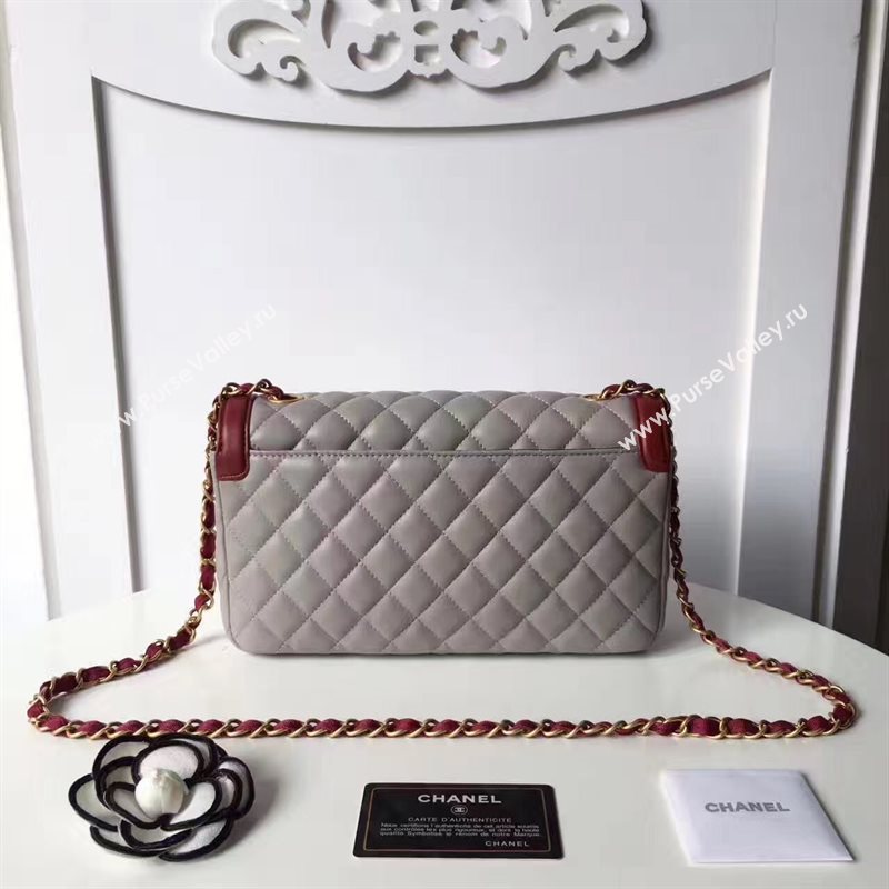 Chanel lambskin tri classic flap gray shoulder bag 6221