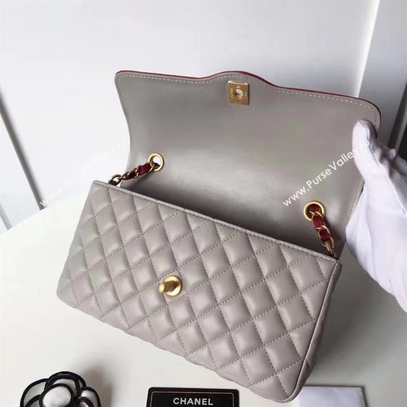Chanel lambskin tri classic flap gray shoulder bag 6221