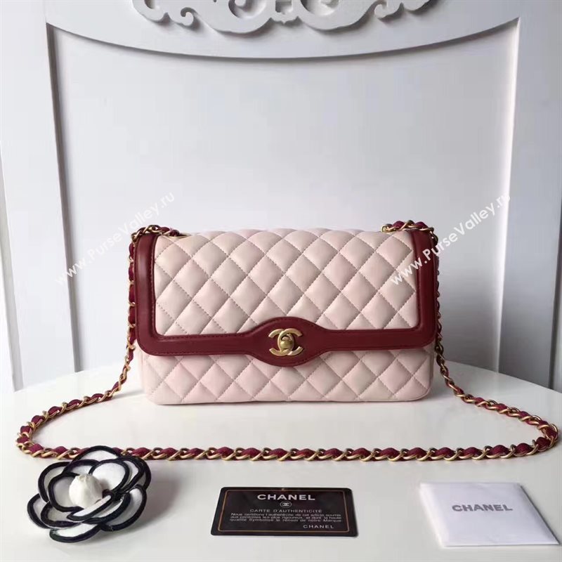 Chanel lambskin tri classic flap pink shoulder bag 6222