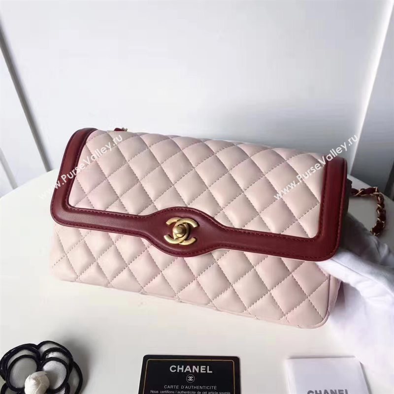Chanel lambskin tri classic flap pink shoulder bag 6222