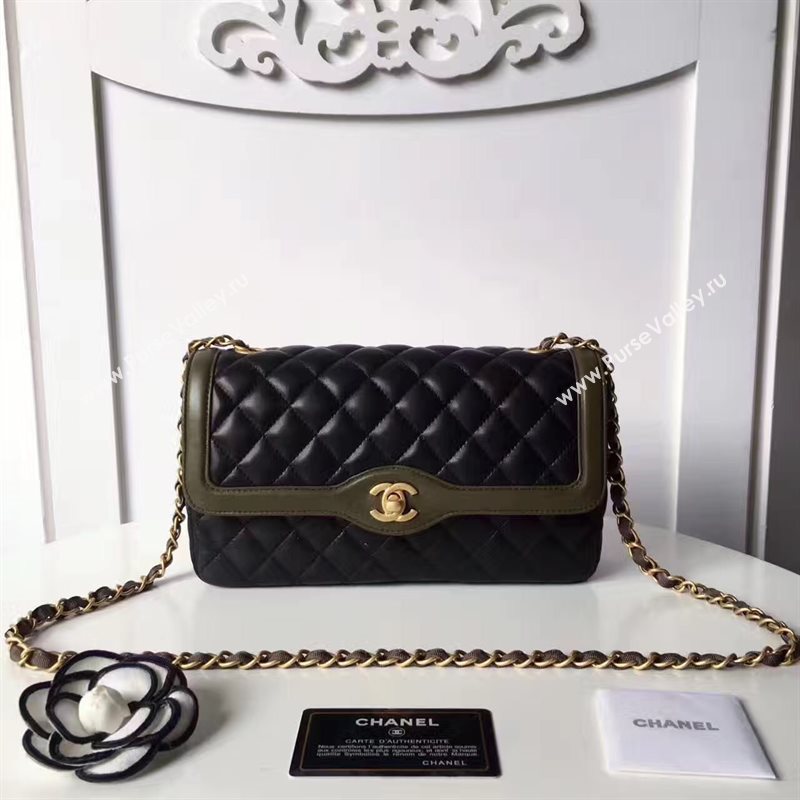 Chanel lambskin tri classic flap black shoulder bag 6225