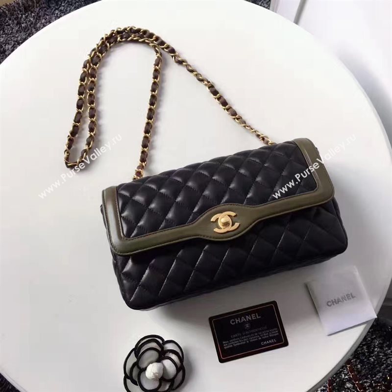 Chanel lambskin tri classic flap black shoulder bag 6225